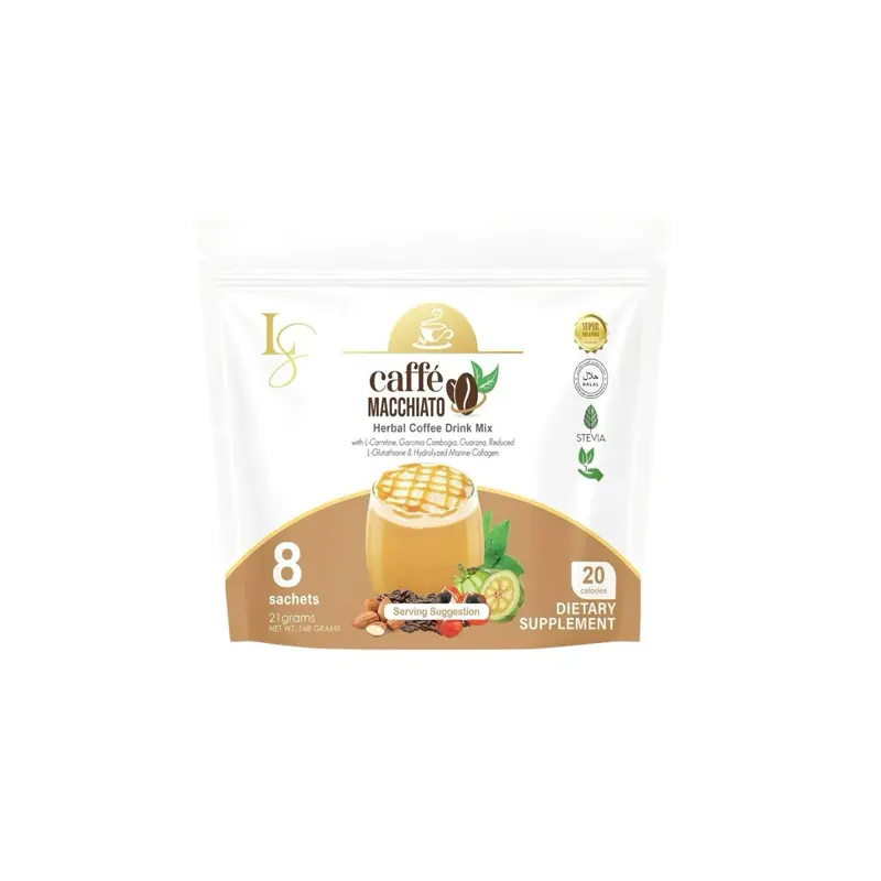 Luxe Skin Caffe Macchiato Powder Drink With Collagen & L-Glutathione, 8 Sachets x 168g