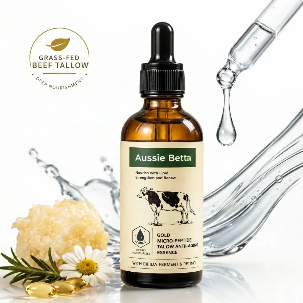 Aussie Betta Beef Tallow Serum | Hydration & Skin Renewal Support for Dry Skin | Firming & Fine Lines Support with Niacinamide, Peptides, Retinol & Grass-Fed Tallow