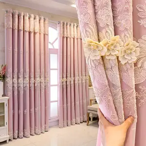 European Embroidered Curtain Fabric, Floral Pattern, Transparent Polyester, Ideal for Living Room Bedroom Kitchen Door Decor, Window Curtain