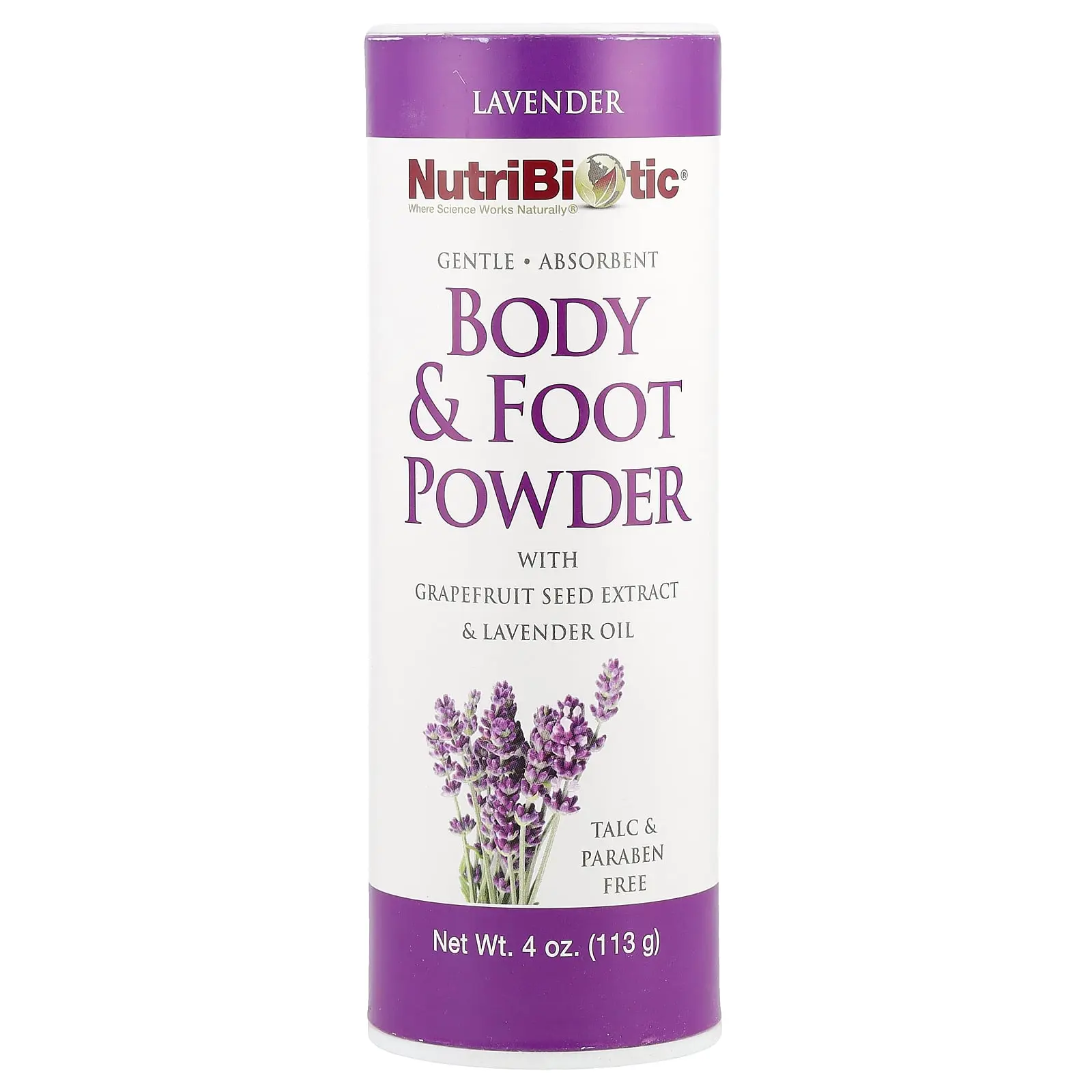 NutriBiotic Body & Foot Powder with Grapefruit Seed Extract & Lavender Oil, Lavender, 4 oz (113 g)