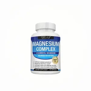 Toplux Nutrition Magnesium Complex 1000mg 90Capsules 7 Elemental Sources for Bone MuscleSleep Immune Support Malate Taurate ChelatedEasy Absorption for Men Women - Mineral,Healthcare