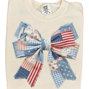 Patchwork USA Bow Ivory Comfort Color Shirt