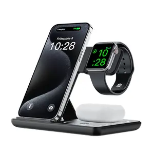 3 in 1 Foldable Wireless Charging Station, Fast Charging for iPhone 17-11 Pro/max, Apple Watch Series 10-5, AirPods 4-2 Pro, Gifts for Family