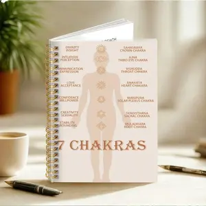1pc 5.5x8.3in BohemianYoga Notebook, Yoga Practices - Inner Pages for Yoga Teachers, A5 Spiral Notebook- Elegant Beige Cover Ideal Gift for Yogis & Spiritual Seekers, Yoga Accessories, Meditation Guidebook, Minimalist Design, Bohemian Style Notebook