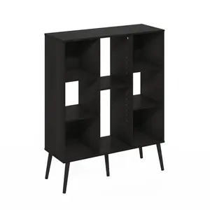 Mid Century 8-Cube Composite Wood Bookcase with Wood Legs and Adjustable Shelves, 10.9x31.5x39.3in, for Living Room, Bedroom Solid Wood Bookshelf Rack