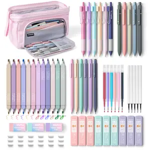 Nicpro 55 Pack Aesthetic School Supplies, Bible Study Supplies with Cute Pen Case, 12 Pastel Highlighters, 11 Color & Black Ink Gel Pens, 6 Mechanical Pencils, Bible Study Kit for Women Girls Stationery