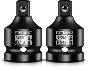 2 count 3/4" Female to 1/2" Male Impact Socket Adapter, 3/4" Drive Impact Socket Reducer Set, Chrome Molybdenum Alloy Steel