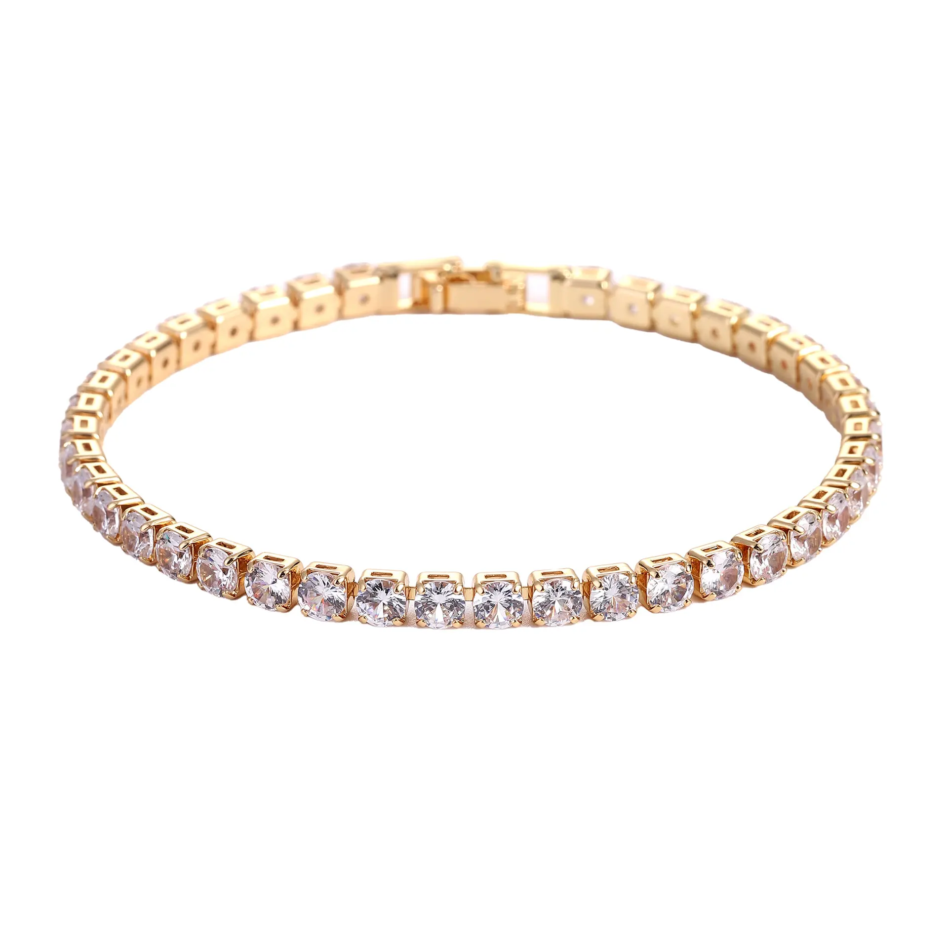 18K Gold Plated CZ Stone Tennis Bracelet for Women, Gold Bracelet, Rhinestone Chain Bracelet, High Quality Bracelet, Daily Wear Gift, Anniversary Perfect Gift, Birthday Engagement Jewelry, Tarnish Resistant, Fade Resistant