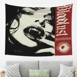 Tapestry  A gothic vampire print tapestry with a modern design that is suitable for a living room, bedroom, college dorm room. Home Decor Supplies Decoration