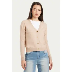 Loise Cashmere Button Front V Neck Cardigan