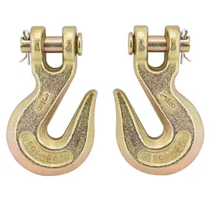 2 PCS 3/8" Chain Hooks, Grade 70 Heavy Duty Clevis Grab Hook for Trucking Towing & Industrial Chains-26,000 lb Load Capacity