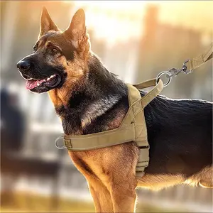 Heavy Duty Tactical Dog Harness Vest for Large Breeds Malinois Golden Retriever German Shepherd Border Collie Adjustable Pet Leash Set for Walking Training Outdoor Activities