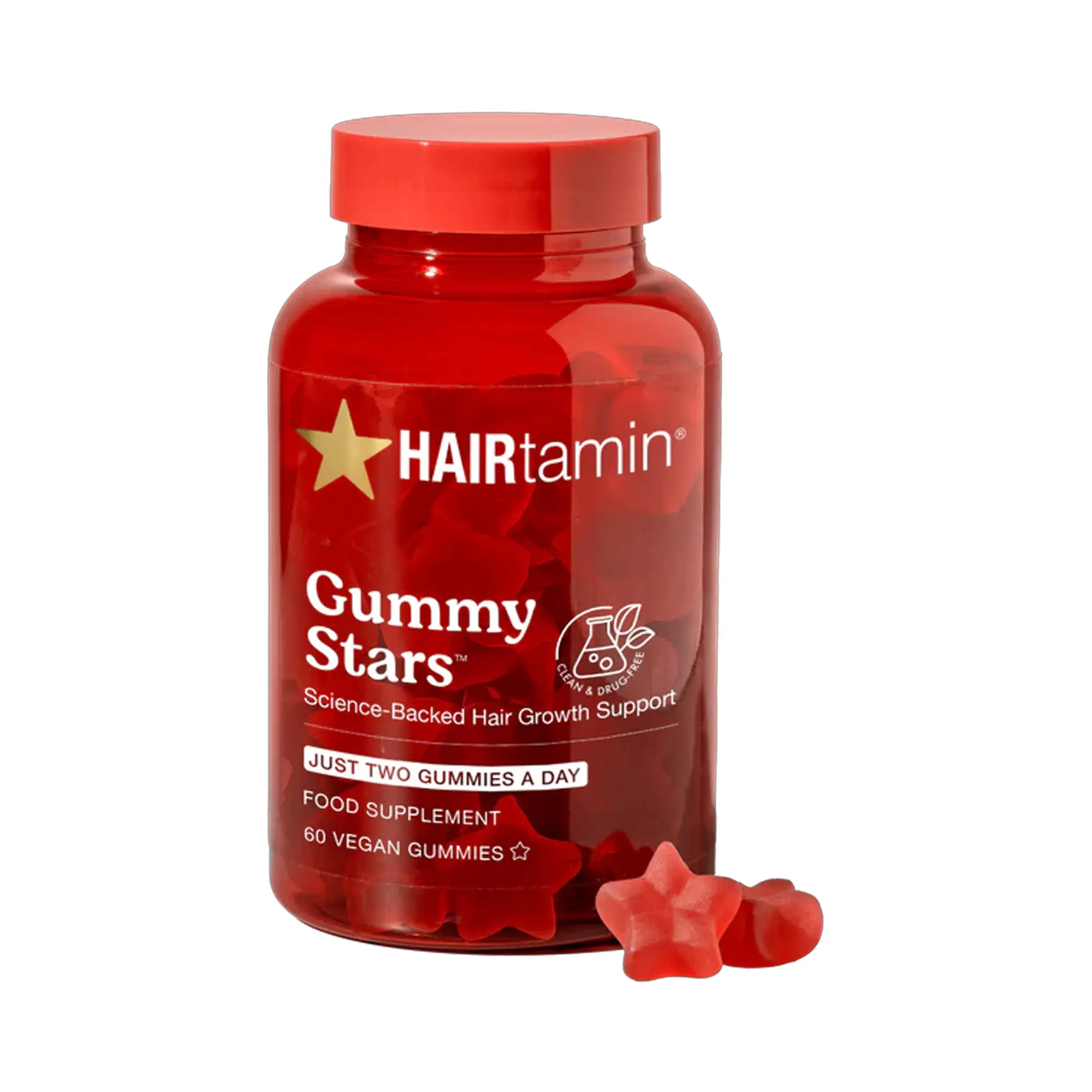 HAIRtamin Gummy Stars Vegan Supplement  - 60 Gummies