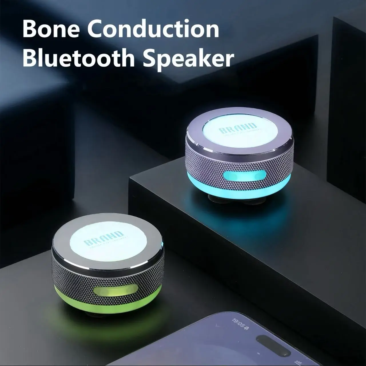 Bone conduction TWS Bluetooth Compact speaker resonance, wireless Stereo audio speaker, absorbs different music effects on different objects (cardboard boxes/glass/iron walls, etc.), resonance rail audio Streaming wireless speaker