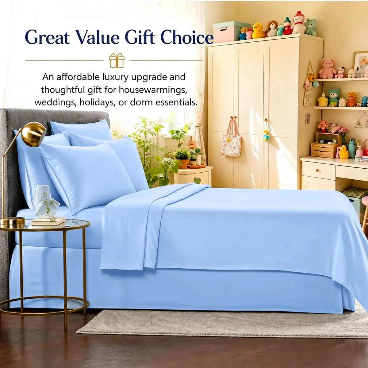 Jollyvogue Extra Deep Pocket Bamboo Sheets - 6 Pcs Breathable & Cooling Bed Sheet Set, Free For Mattresses-Hotel Luxury Fitted Soft Wrinkle, Cooling Bamboo Bed Sheets for Hot Sleepers, Twin/Full/Queen/King Size Pillowcase Sets