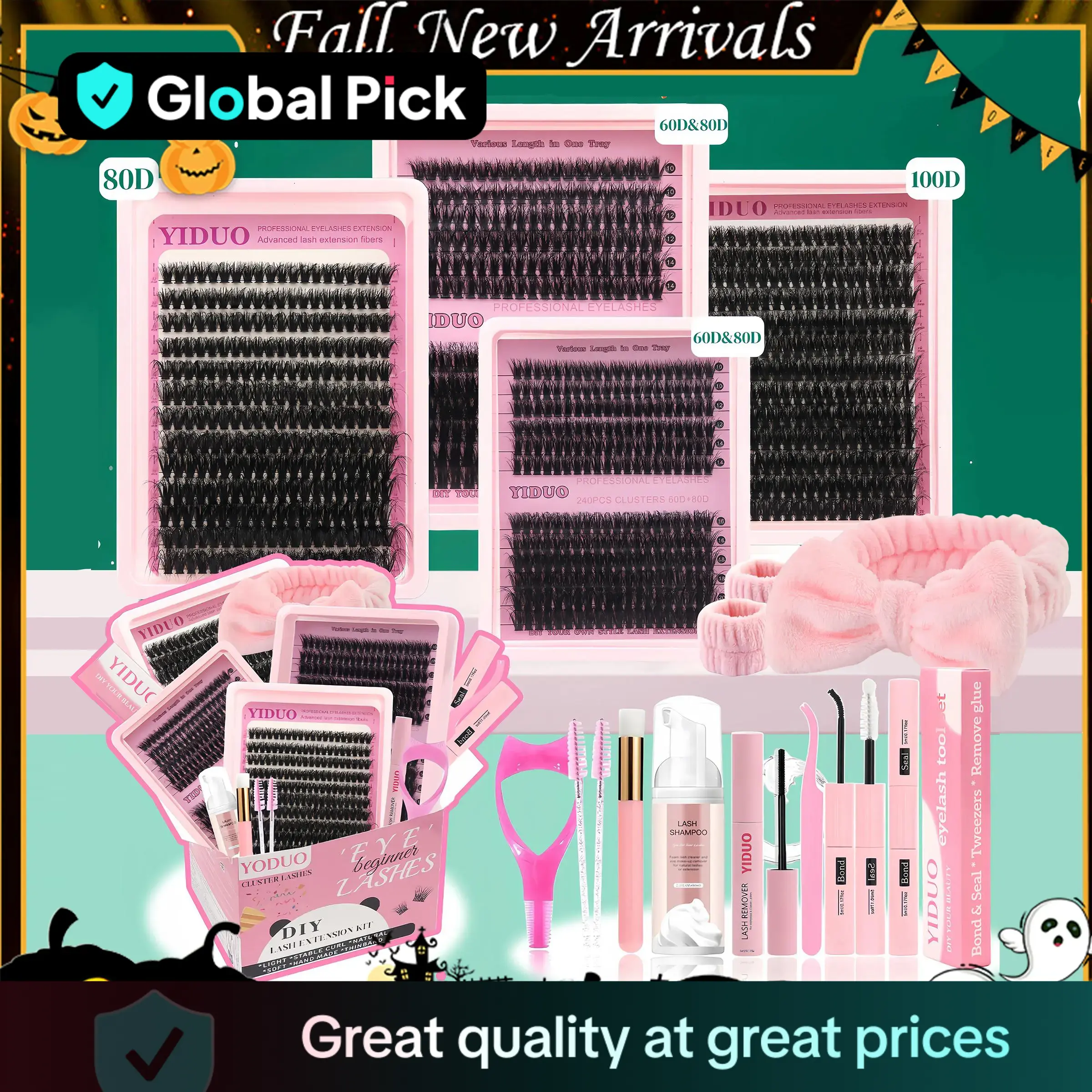 Mixed Length Individual False Eyelashes Kit, 1 Set Natural Look Eyelash Extensions with Accessories, Self Grafting Curling Fake Eyelashes for Women, M