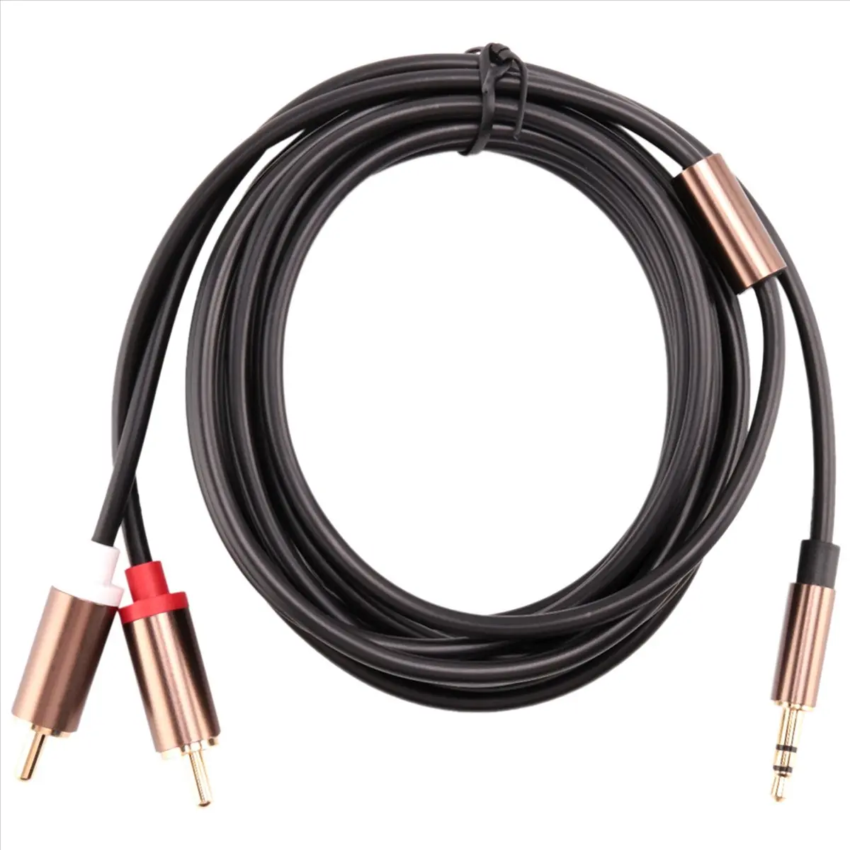 Gold-Plated 3.5mm to 2RCA Audio Cable, 1m PVC Stereo AUX Cord, Bi-Directional Splitter for DVD Player, Projector, Tablet, and Amplifier, Mp3, Equipment, Smartphone, Home Audio System, Superior Stereo Audio Transmission