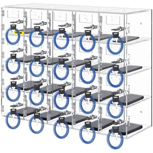 【fathersdaygift】VEVOR Cell Phone Storage Locker, 20 Slots Acrylic Material with Door Locks and Keys, Wall-Mounted Cabinet Pocket Office Classroom Gym Box, Clear