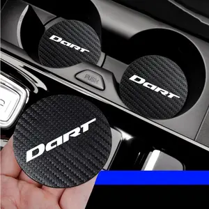 For Dodge DART 2Pcs Car Accessories Car Coaster Water Cup Bottle Holder Anti-slip Pad Mat Silica Gel Bottle Holder Pad Automotive Accessories