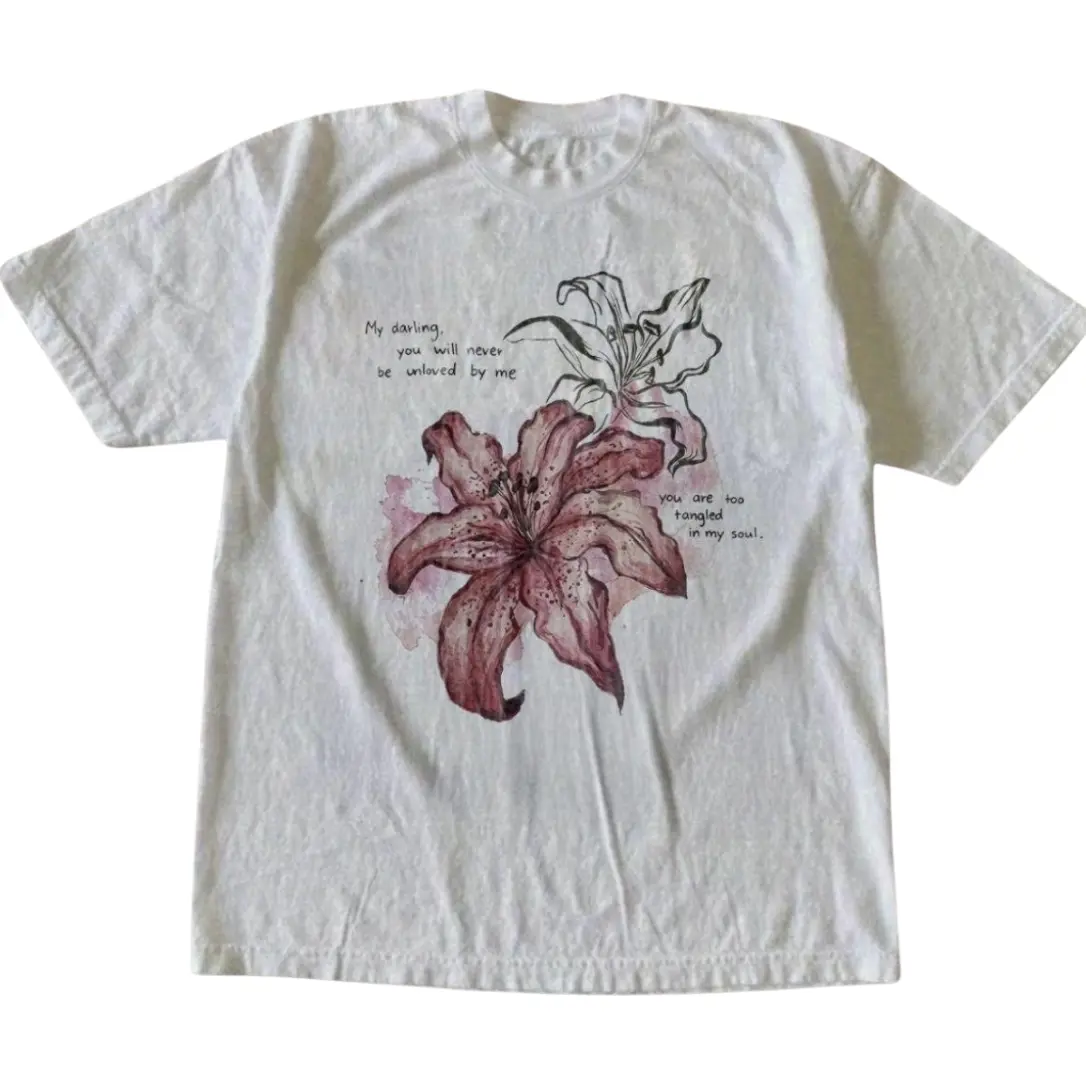 Gildan Men's Women's T-shirt, Unloved Lily Flower Tshirt, Natural Vintage Graphic Tees, Flower Lover, Gift Shirt, Y2k Gothic Grunge Emo Scene Amity Affliction, Menswear Womenswear Top Streetwear Crewneck Fit Minimalist