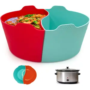 Silicone Crock pot Liners,Slow Cooker Liners,8 Quart Oval Reusable Crock pot Divider Insert,BPA-Free, Dishwasher Safe