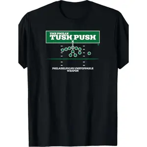 Men'S Philadelphia Football Graphic T-Shirt - Vintage "The Philly Tush Push" Retro Design, Loose Fit Crew Neck Tee, Machine Washable All-Season Shirt for Sports Fans, Casual Casual Attire & Holiday Gifts graphic tee men's t shirts