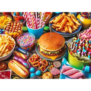 500 Piece Puzzle for Adults, Hamburger Jigsaw Puzzles, Youths Favorite Foods Puzzles 500 Pieces, Birthday and Barious Holiday Party for Family Kids and Adults, Funny Puzzle for Adults, 20.5x15 in