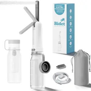 Portable Bidet for Travel with 260ML Bottle, Rechargeable Electric Bidet Bottle for Women Men Baby Cleaning, Waterproof High Pressure Sprayer for Personal Hygiene (White & Gray)