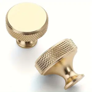 10 Pieces of Gold Embossed Cabinet Knobs - with Polished Metal Handles Featuring Diamond Patterns, Suitable for Drawers, Dressing Tables, Cabinets and Wardrobes