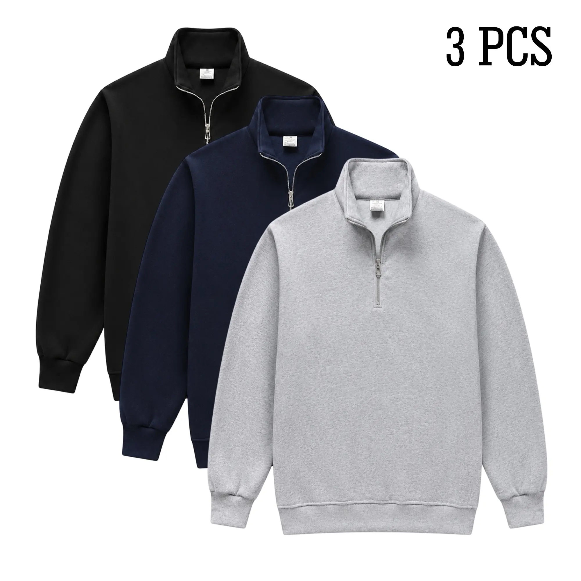 New Autumn Winter Men's Full Sleeve Regular Fit Mock Neck Half-Zip Athletic Sweatshirt, Solid Colors, Zipper Detail, Soft Warm Comfortable, Suitable for Men & Women, All-Season Wear