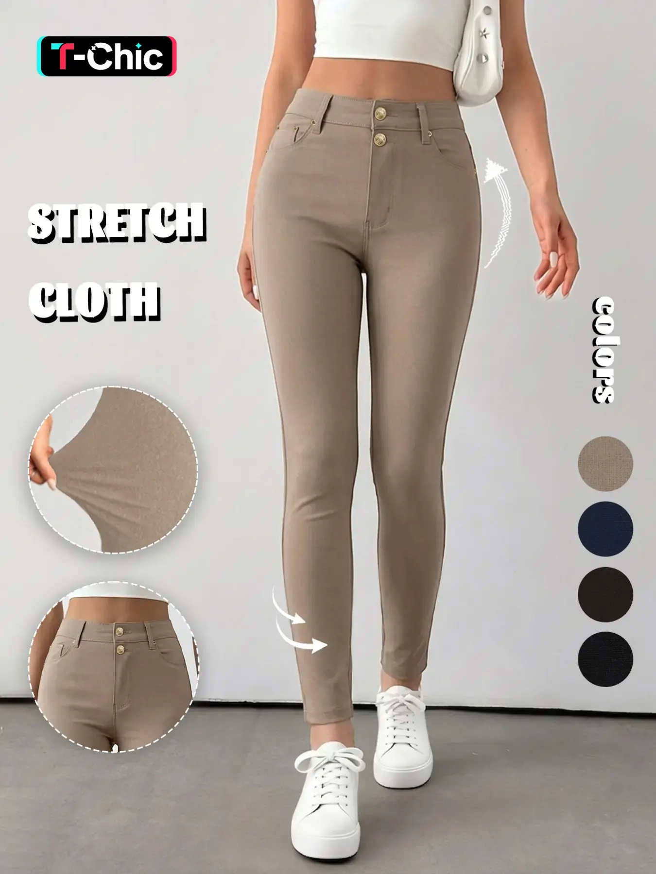GILIPUR Y2K 2026 Women's Plain Pocket Button Four Season Leggings, Double-Breasted Design Casual Comfy Stretchable Activewear Fitness Gym Clothes Fitness Pants For Yoga Gym Workout, Gym Sportswear Bottoms, Ladies Bottoms, Athletic Stretchable