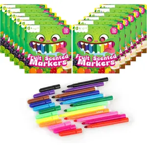 12 Packs Fruit Scented Washable Markers for  , 144 Count Coloring Markers Set, Bulk Art Supplies,  to School Supplies, Gifts for Party Favors, Classroom Prizes, Donations