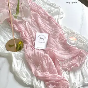 Balinese Silk Table Runner Folded Wedding Party Elegant Decoration Cloth Sweet Table Kindergarten Salon Decorative Tablecloth