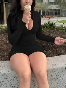 Zipper Yoga Long Sleeve Fitness Sports Tight Fit Jumpsuit, Women's Workout Gym Wear, Comfortable & Stylish Activewear, Sporty Comfy Jumpsuit