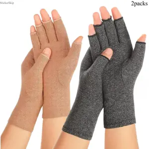 2026 New 2 Pairs Arthritis Compression Gloves for Men & Women, Fingerless Design for Carpal Tunnel & Hand Pain Relief, Built-in Thumb Sleeve to Boost Blood Circulation, Flexible Comfort for Typing & Daily Use, Compact Small Pack Medical Hand Support Acces