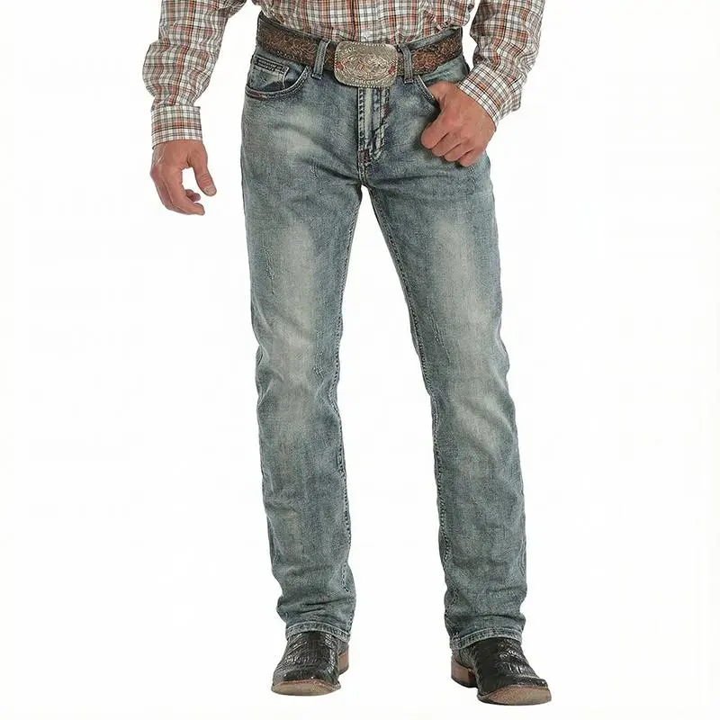 Vintage Wash Cowboy Jeans | That Classic Western Vibe  Durable Stretch Denim, Faded Blue Finish, Perfect for Pairing with Boots & Flannel Shirts. Elevate Your Ranch-to-City Style