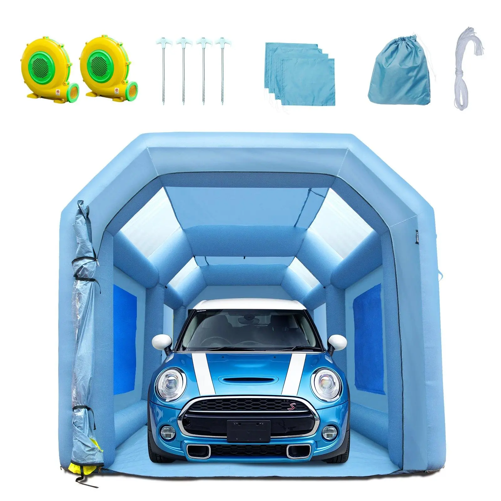 Inflatable Paint Booth with Air Filter System, 20x10x8ft Lightweight Portable Tent, Portable Canopy Shelter, Camping Accessories for Car Workstation, Motorcycle Garage (TikTokShopBlackFriday Deal)