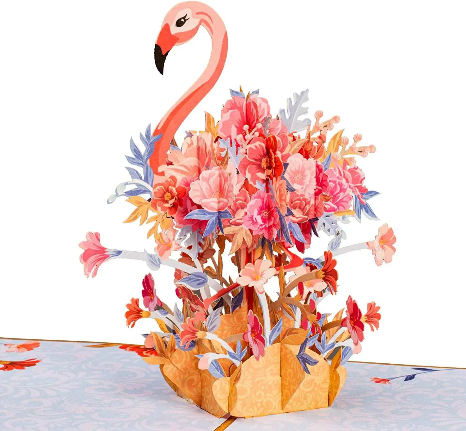 Paper Love Floral Flamingo Popup Greeting Card - Frndly 8"x6" Durable Cardstock, 3D Flamingo & Flowers, Eco-Friendly Recycled Materials, Cute Illustrated Greeting Card for Office Stationery Needs, Popup Greeting Cards