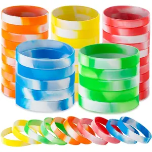 100 Silicone Rubber Bracelet Wristbands for Women Men Teens, 5 Swirl Colors 202mm Lightweight for Everyday Use and Gifting