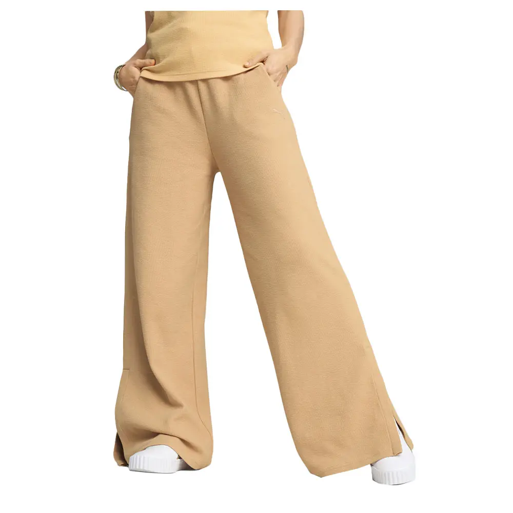 PUMA Womens Her Comfort High Waist Straight Pants Casual - Beige