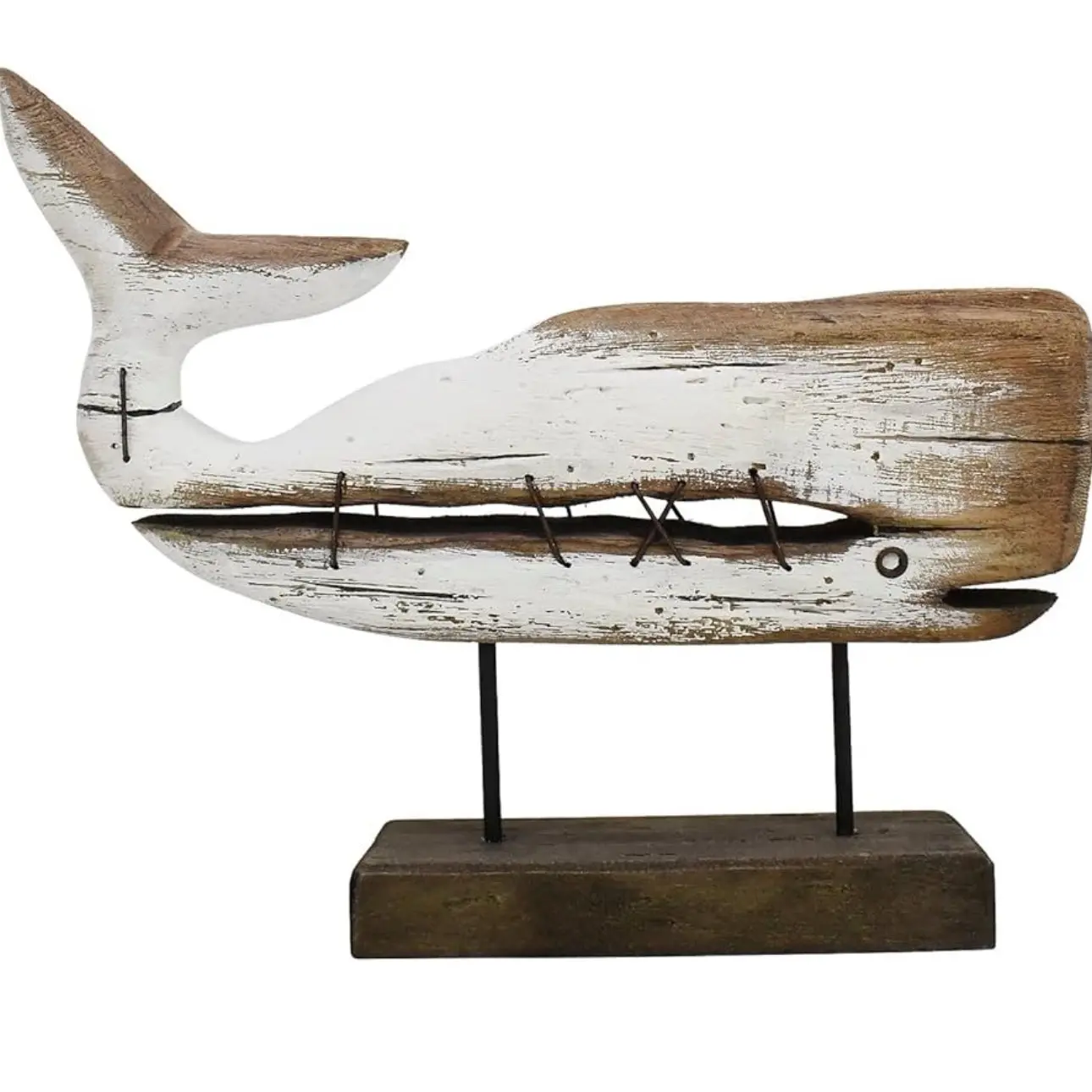 Wooden Whale Nautical Tabletop Decor Decorative Beach Ocean Themed Figurine Coastal Animal Statue Solid Wood Hand Carved Whales Sculpture Mediterranean Home Decoration