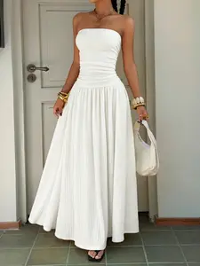 Women's Textured Knit Fashion Sleeveless Long Cami Dress, Stylish Seamless Design, Perfect for Casual Wear & Daily
