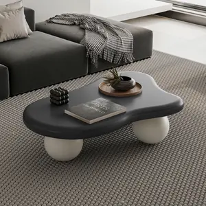 40-in Cloud-Shaped Coffee Table with 3 Ball Legs, Elegant Irregular Curve Tabletop, Durable Construction, Kid-Safe Edges, Kid- & Pet-Friendly, Max 200lbs Load, Ideal for Coffee Table Living Room