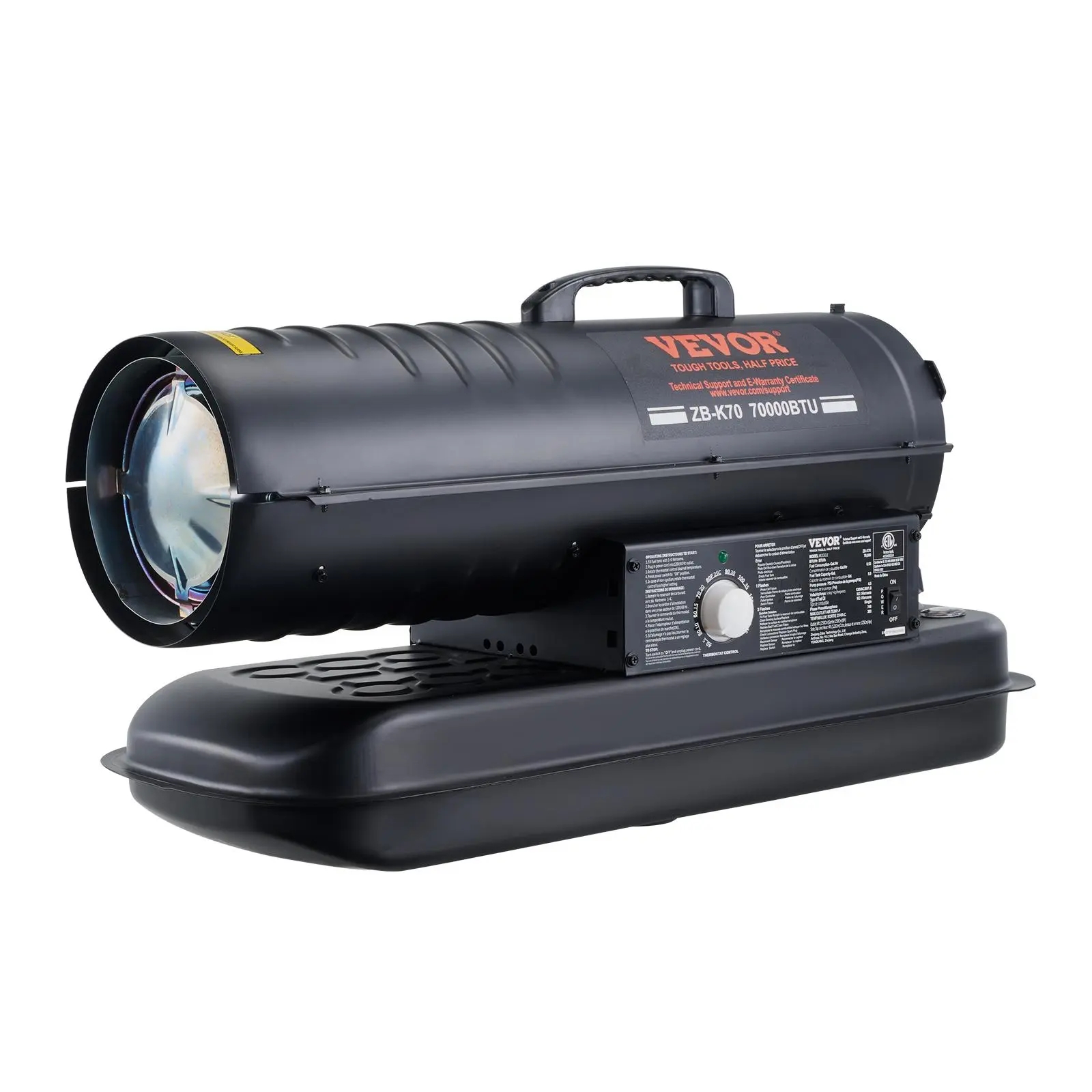 【summerfinds】VEVOR Kerosene Forced Air Heater, 70000 BTU Portable Torpedo Diesel Space Heater with Thermostat, 5 Gallon Tank Energy-Efficient heavy-duty Heater, for Indoor Outdoor Use Workshop Industry