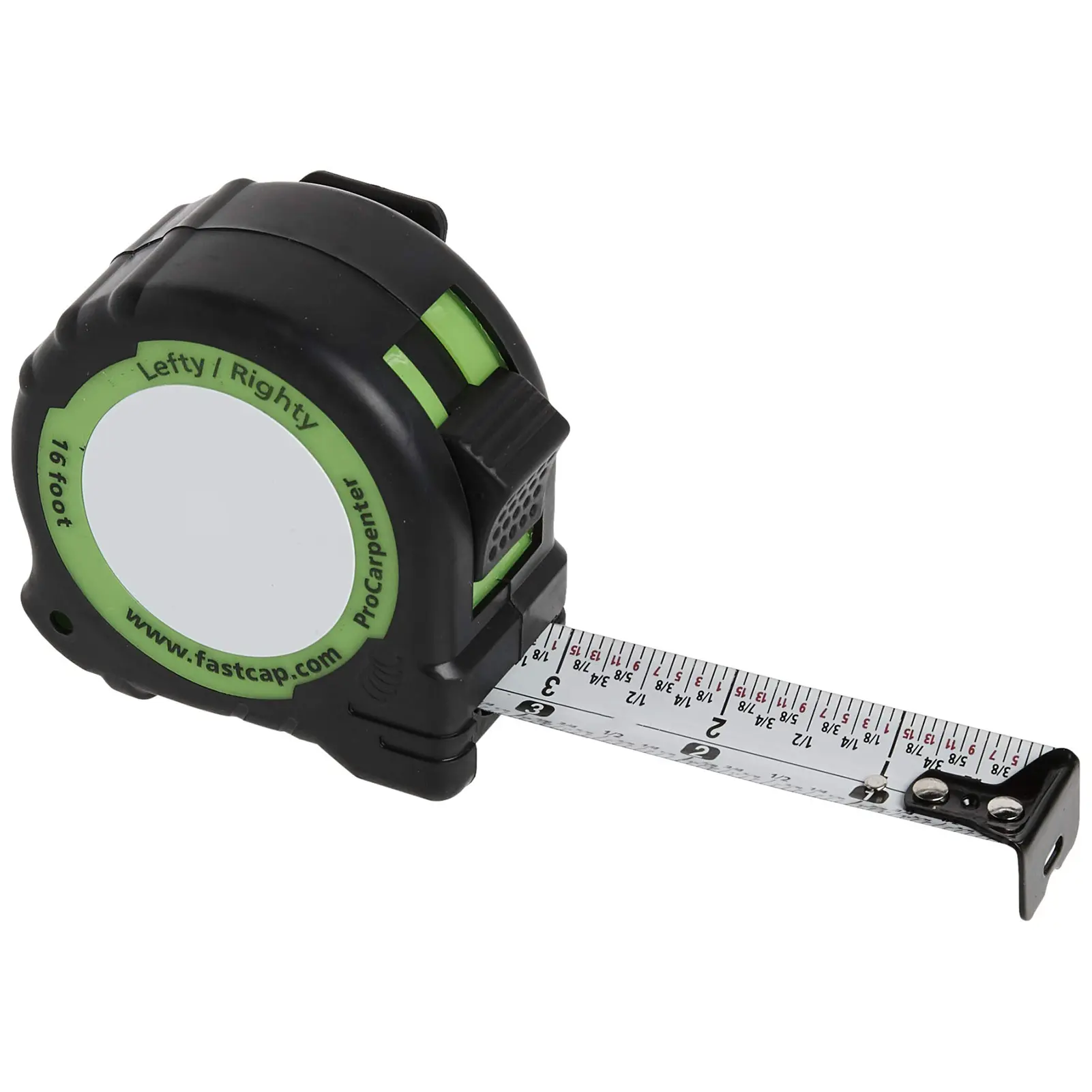 16 Foot Pro Carpenter Standard Reverse Measuring Tape with Easy-read Fractions and Protective Rubber Boot for Industrial Tool Use