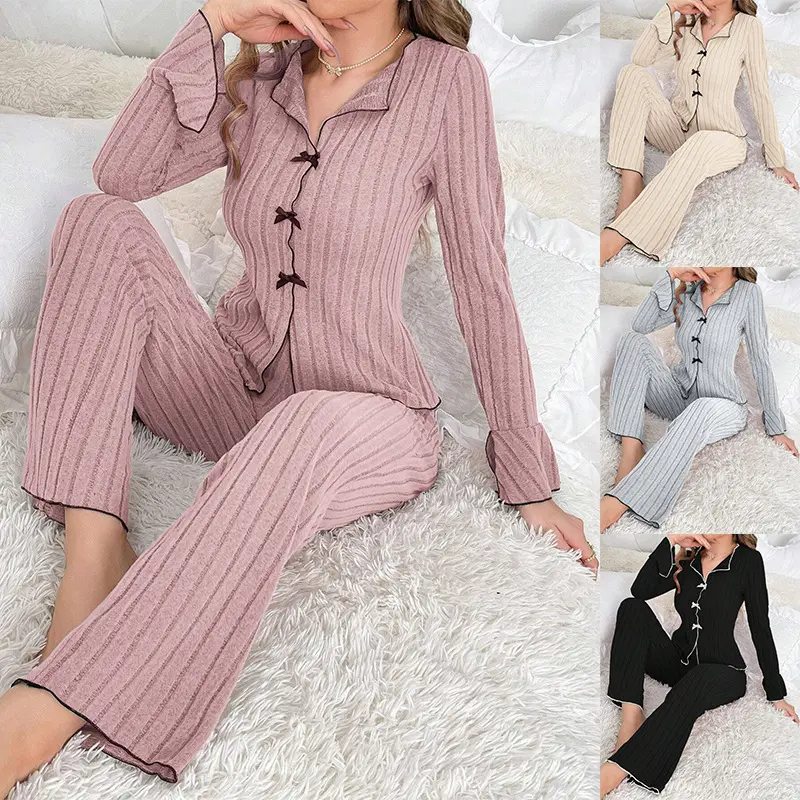 FEITAI Women's Pajama Sets Long Sleeve Button Down Sleepwear Nightwear Soft Pjs Lounge Sets