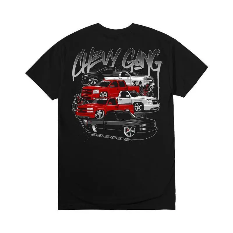 Chevy Gang Graphic T Shirt Chevy Silverado Men's Cotton Tee Old School Chevy Tee Truck Shirt Classic Chevy Truck Casual Menswear 4X6GFV Gift for Him BK-13 Back printing