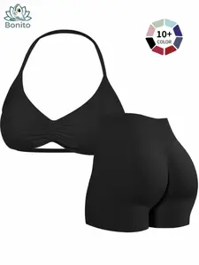 New Women's Sporty Yoga Set, High-Waisted Tight-Fitting Shorts and Tank Top, Summer Fitness Outfit for Running and Gym Workouts