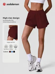 Women's Running Outdoor Fitness Shorts, Running Athletic Shorts, Elastic Waist, Dual Layer Design, Split Hem Shorts, Loose Fit, Casual Quick Dry Gym Shorts for Yoga, Running Training Shorts
