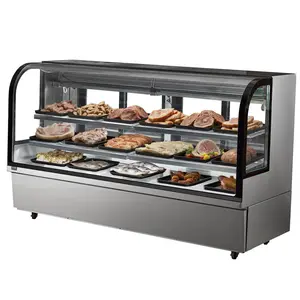VEVOR Refrigerated Display Case, 32 Cu. Ft./ 901L Large Pastry Display Case, 4-Tier Commercial Display Refrigerator with LED Lighting, Downdraft Cooling, Movable with Casters, for Bakery